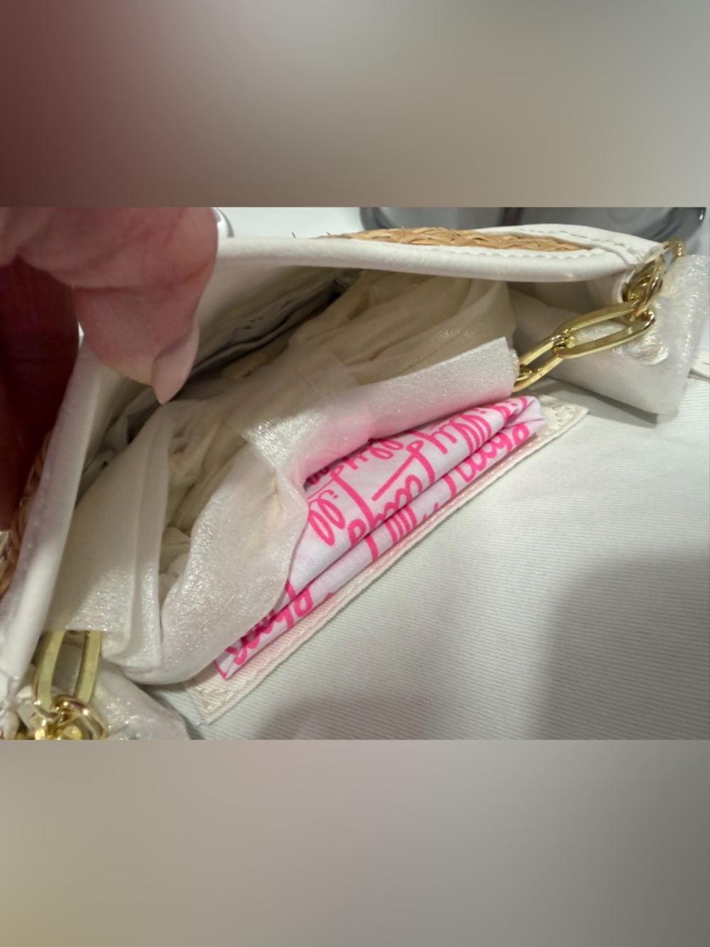 Lilly Pulitzer White & Tan Camille Cane Belt & Crossbody Bag - Picture 9 of 11